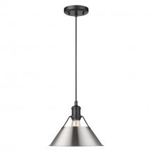  3306-M BLK-PW - Orwell 10" Wide Medium Pendant in Matte Black with Pewter